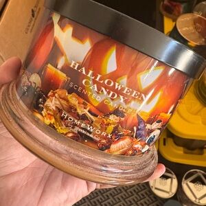 HomeWorx Halloween Candy Scented Candle - Orange and Black